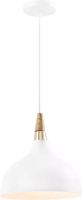 QUVIO Hanglamp Scandinavisch Simplistisch hoog design Houten kop D 30 cm Wit