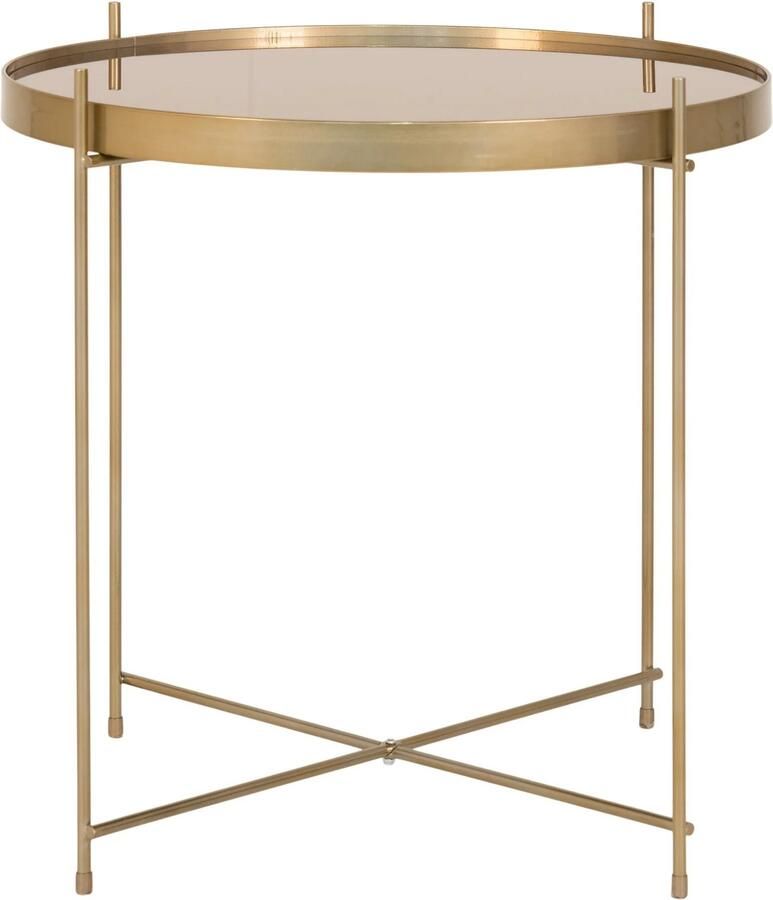 QUVIO Ronde salontafel Emma Staal Glas Ø48 cm Goud
