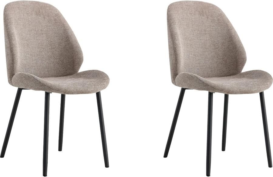 Lewis & Loft Eetkamerstoelen Lola Eetkamerstoel Grijze stoel Polyester Staal Grijs Set van 2