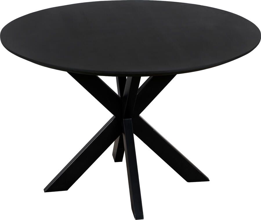 QUVIO Eettafel Sofia Rond Ø 130 cm Stalen kruispoot Matrix poot FSC gecertificeerd mangohout Zwart
