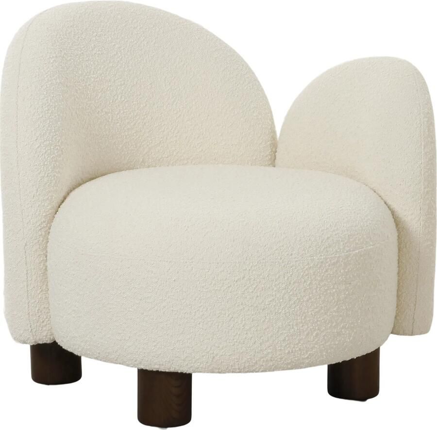 QUVIO Bouclé fauteuil Lounge stoel Loungestoel Rond Wit