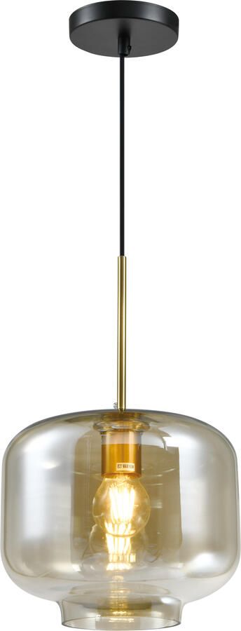 QUVIO Hanglamp met glazen kap Metaal Glas Amber