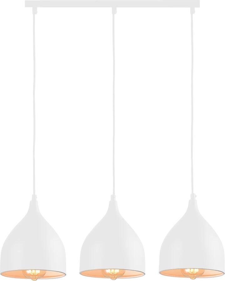 QUVIO Hanglamp modern 3 lichtpunten met stalen kappen 17 x 60 x 19 cm Wit