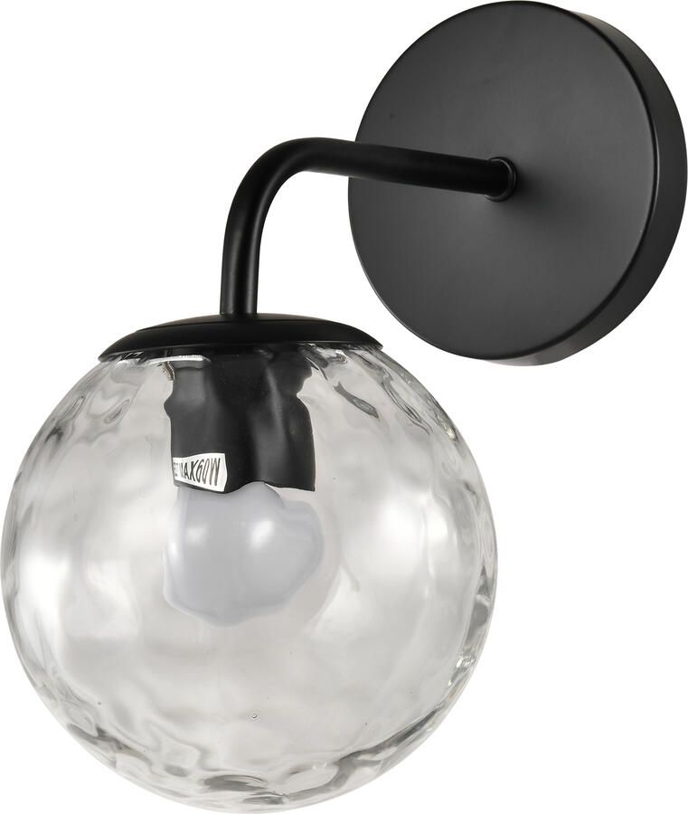 QUVIO Zwarte wandlamp Met glazen bol Metaal Glas Zwart