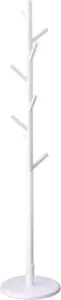QUVIO Staande kapstok hout 175cm hoog 8 haken Wit Garderobe kapstok