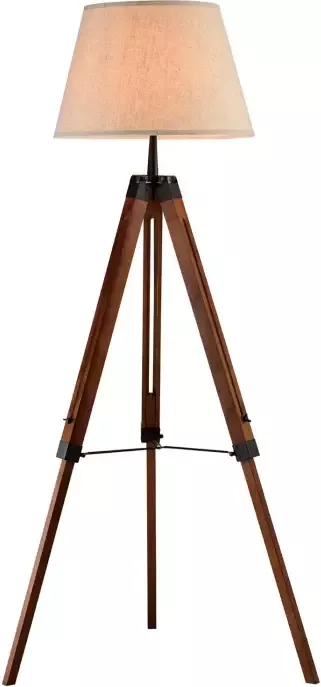 QUVIO Vloerlamp landelijk Driepoot van hout Diameter voet 60 cm - Foto 1