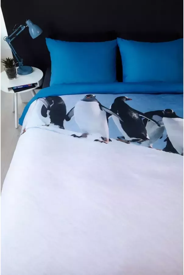 Ambiante dekbedovertrek Penguins blauw 140x200 220 cm Leen Bakker
