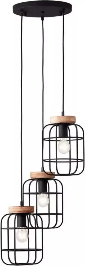 Brilliant hanglamp Gwen 3-lichts rond zwart Leen Bakker