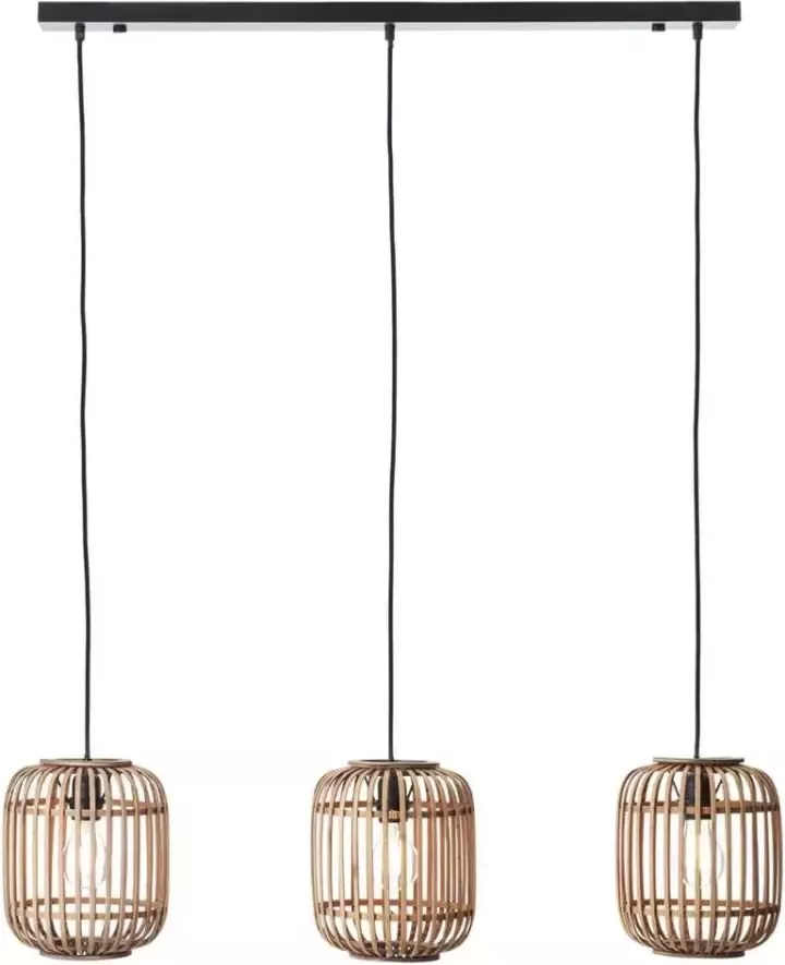Brilliant Leuchten Hanglamp Woodrow 130 cm hoogte 105 cm breedte 3x e27 in te korten metaal bamboe lichtbruin (1 stuk) - Foto 4