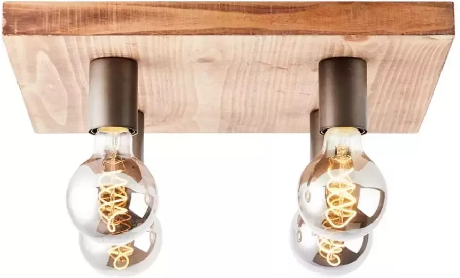 Brilliant plafondlamp Panto 4-lichts hout Leen Bakker