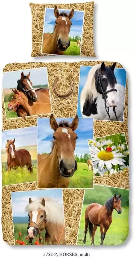 Bruynzeel Good Morning dekbedovertrek Horses multikleur 140x200 220 cm Leen Bakker - Foto 1