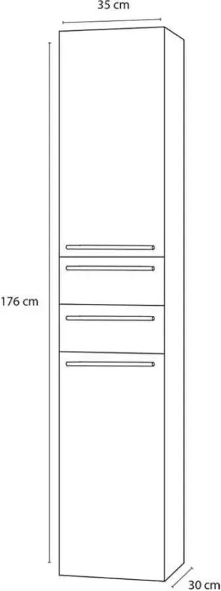 Differnz badkamerkast Force antraciet links hoog 35x30x176 cm Leen Bakker