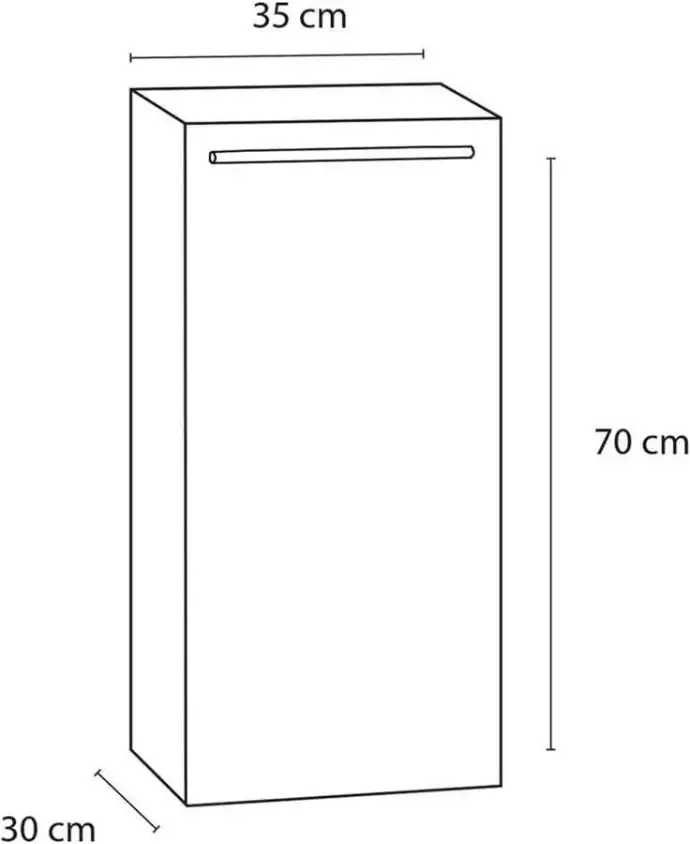 Differnz badkamerkast Force antraciet rechts laag 35x30x70 cm Leen Bakker