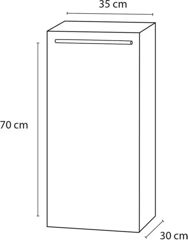 Differnz badkamerkast Force eiken links laag 35x30x70 cm Leen Bakker