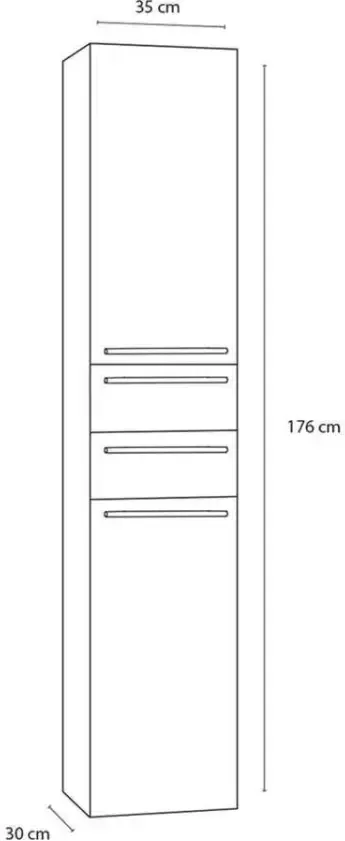 Differnz badkamerkast Force grijs rechts hoog 35x30x176 cm Leen Bakker