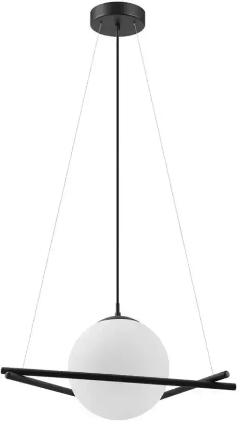 EGLO  Hanglamp - E27 - 1lichts - Staal Zwart   Glas opaal-mat - Wit