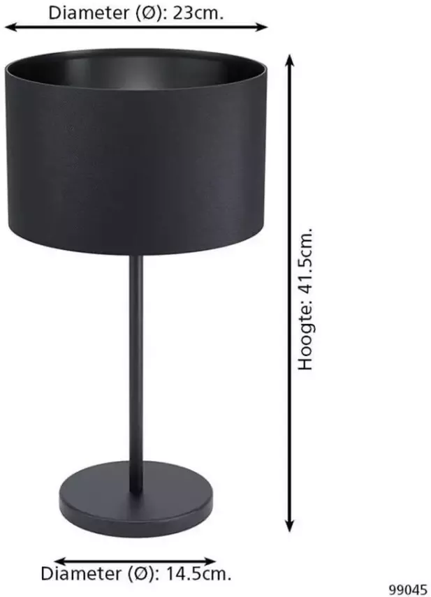 EGLO Maserlo 1 Tafellamp E27 41 5 cm Zwart
