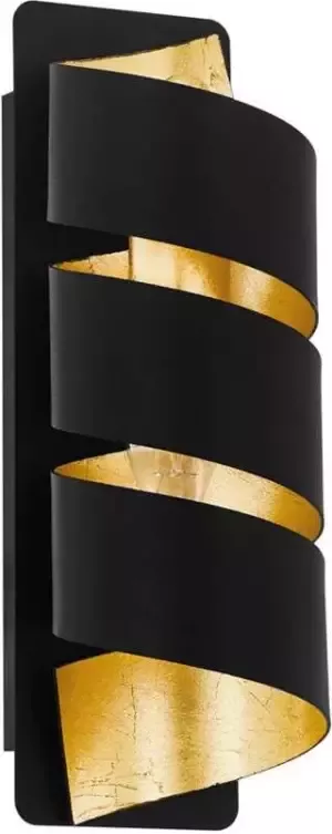 EGLO Wandlamp ELIZONDO wandlamp zwart-goud metaal excl. lichtbron E14 Wandlamp vintage metaal in zwart en goudkleur ganglamp met E14 (1 stuk) - Foto 6