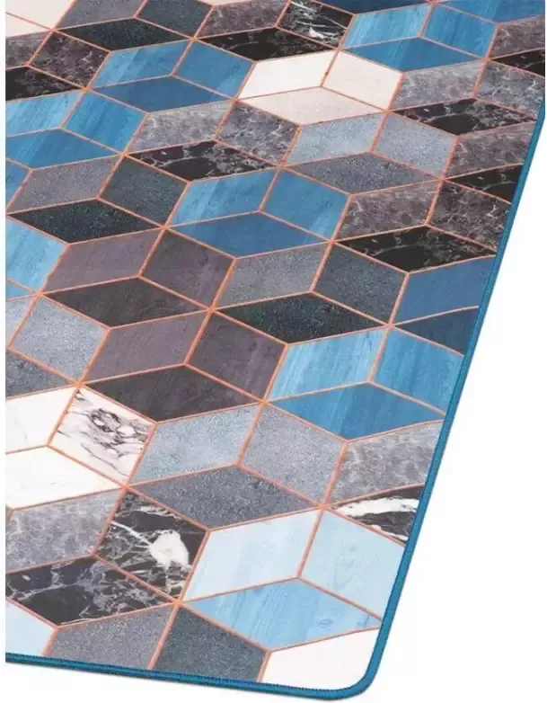 Emoji Tarkett vloerkleed Finally Vinyl™ Kubus blauw 166x196 cm Leen Bakker