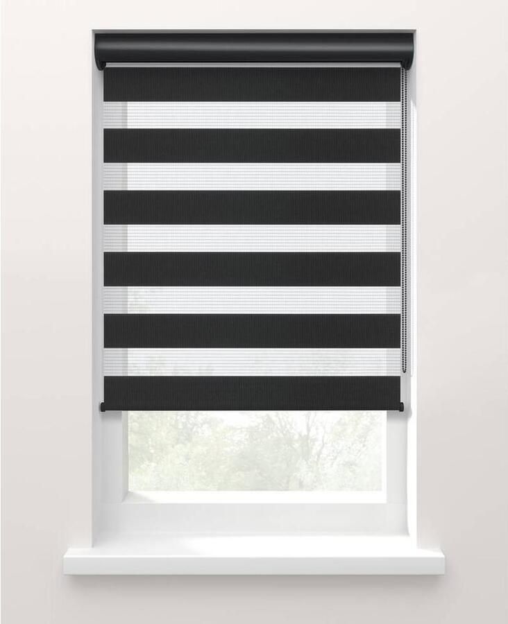 Fenstr Duo rolgordijn Planos lichtdoorlatend 15048 zwart Leen Bakker