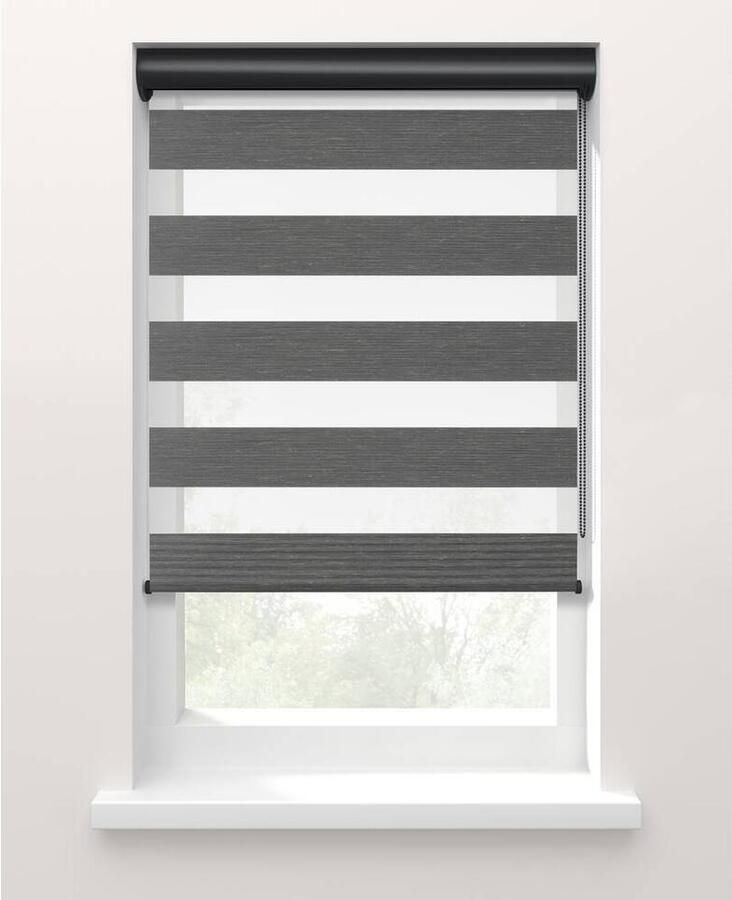 Fenstr Duo rolgordijn Trim lichtdoorlatend antraciet (20068) Leen Bakker