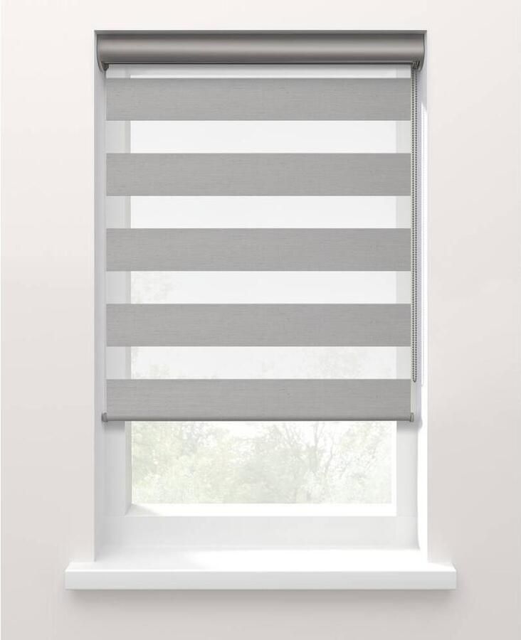 Fenstr Duo rolgordijn Trim lichtdoorlatend grijs (20067) Leen Bakker