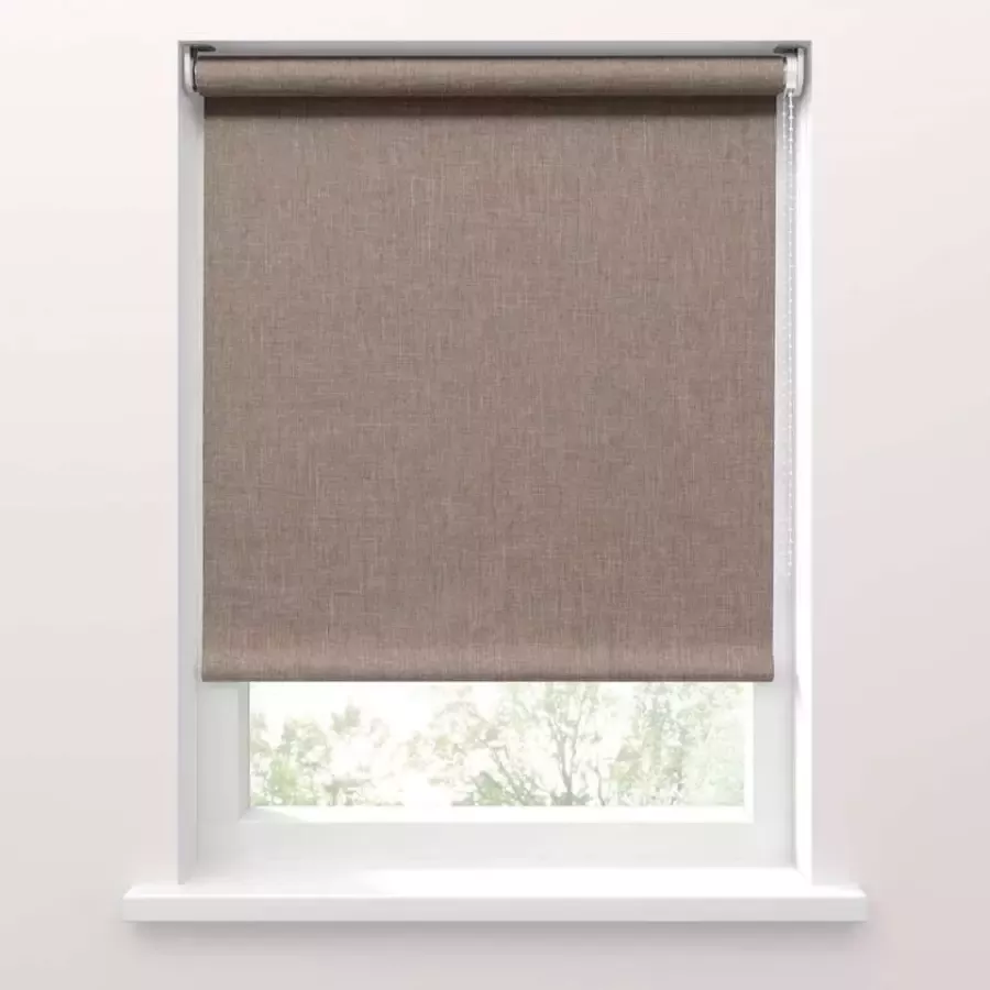 Fenstr rolgordijn verduisterend taupe met structuur 80x190 cm Leen Bakker