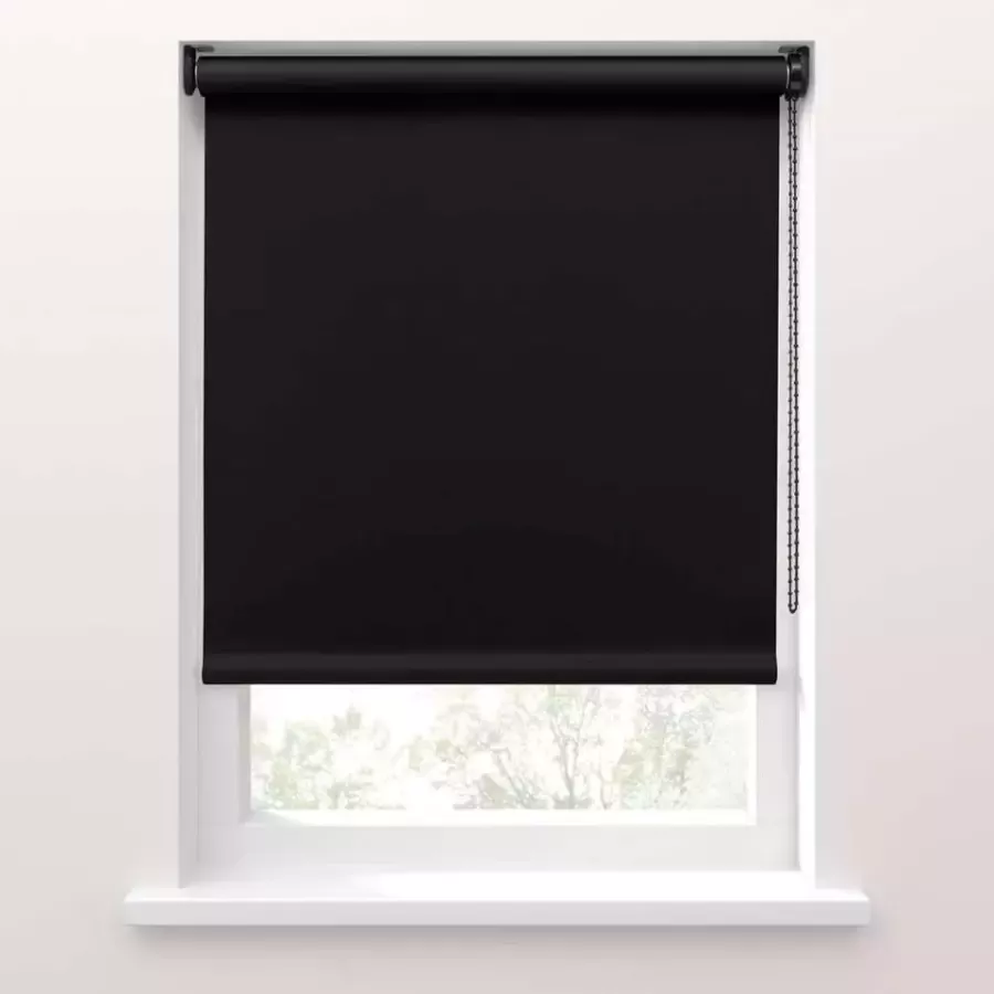 Fenstr rolgordijn verduisterend zwart 100x240 cm Leen Bakker