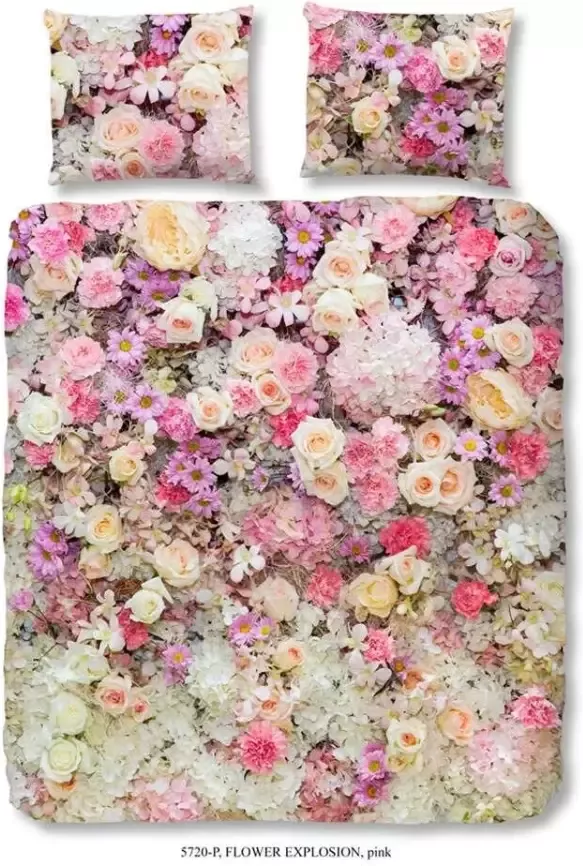 Good Morning dekbedovertrek Flower Explosion roze 140x200 220 cm Leen Bakker - Foto 1