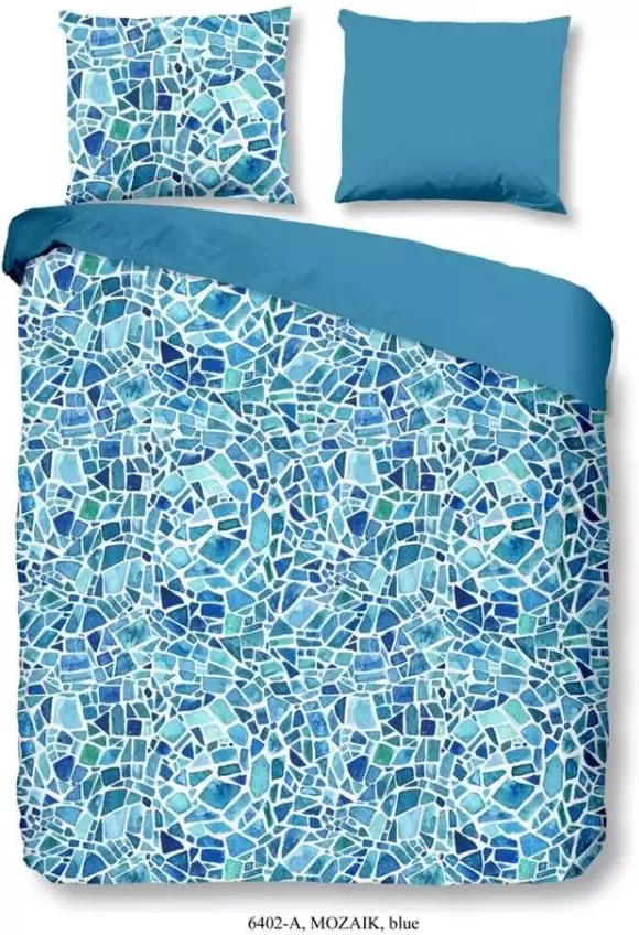 Good Morning dekbedovertrek Mozaik blauw 200x200 220 cm Leen Bakker