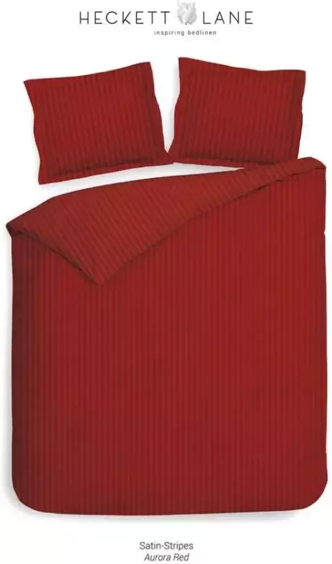 Heckett & Lane dekbedovertrek Uni Stripe rood 200x220 cm Leen Bakker