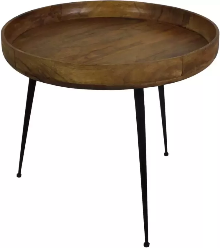 HSM Collection bijzettafel Ventura naturel zwart Ø60x52 cm Leen Bakker