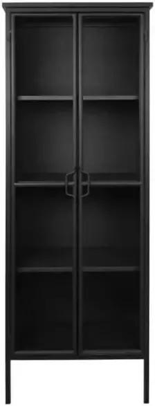 HSM Collection Vitrinekast Manhattan zwart 180x63x38 cm Leen Bakker