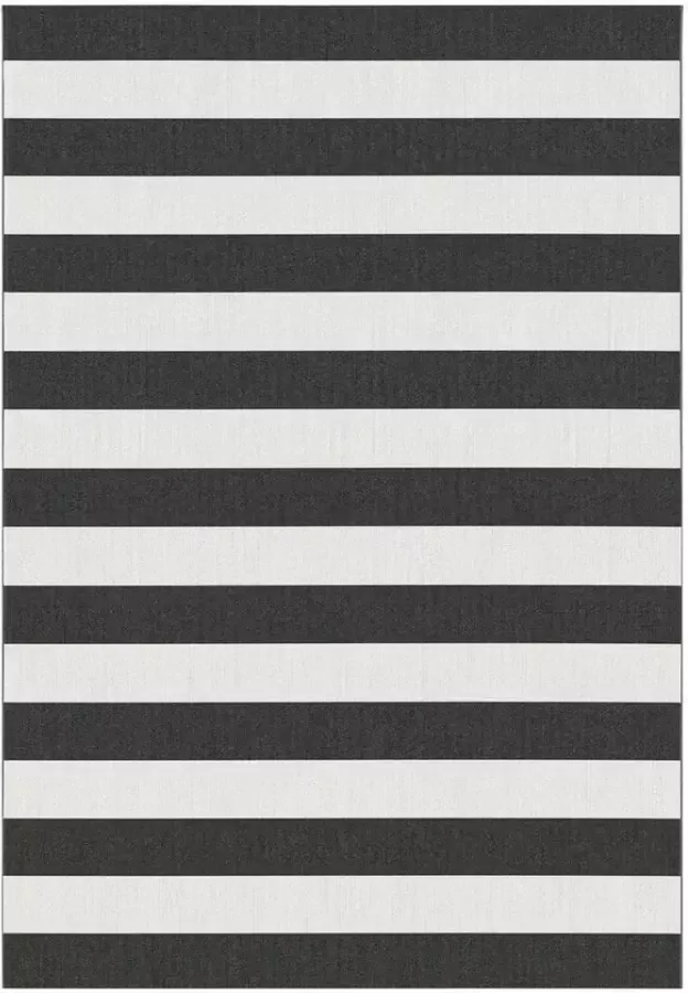 Leen Bakker Binnen buitenvloerkleed Madia zwart-wit 120x170 cm