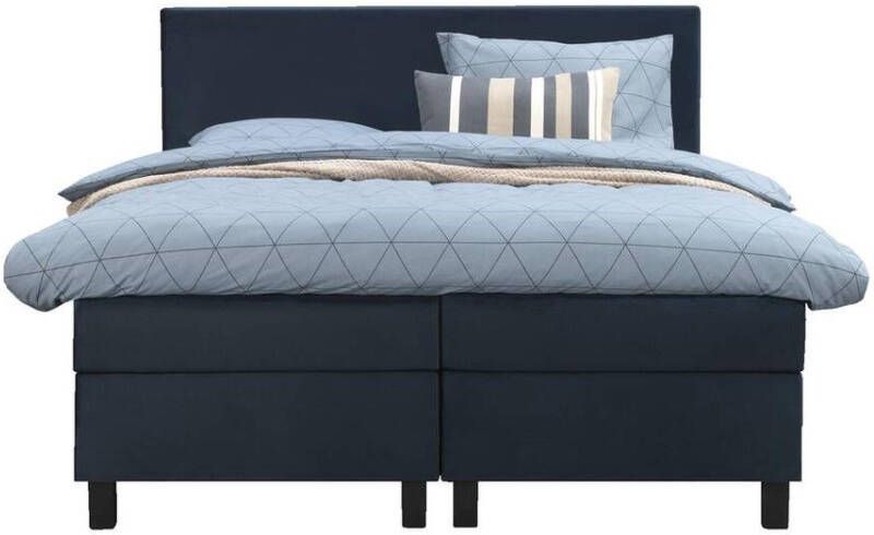 Leen Bakker Boxspring Liv egaal blauw 160x200 cm vierkante poot - Foto 1