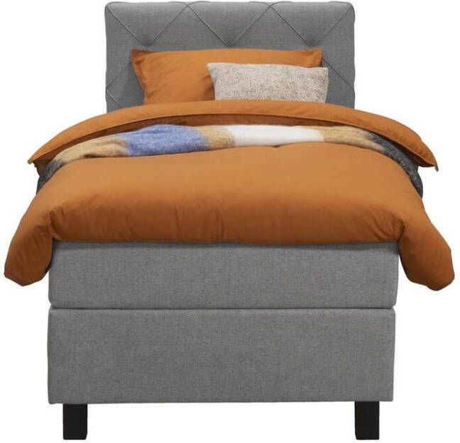 Leen Bakker Boxspring Liv geruit lichtgrijs 90x200 cm vierkante poot
