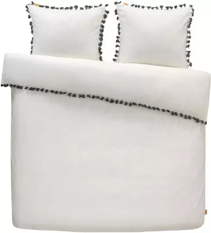 Dindi Home dekbedovertrek Fleeky fringes effen wit 200x200 220 cm Leen Bakker