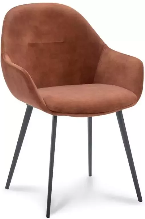 Leen Bakker Eetkamerstoel Cody velvet Adore copper (2 stuks)