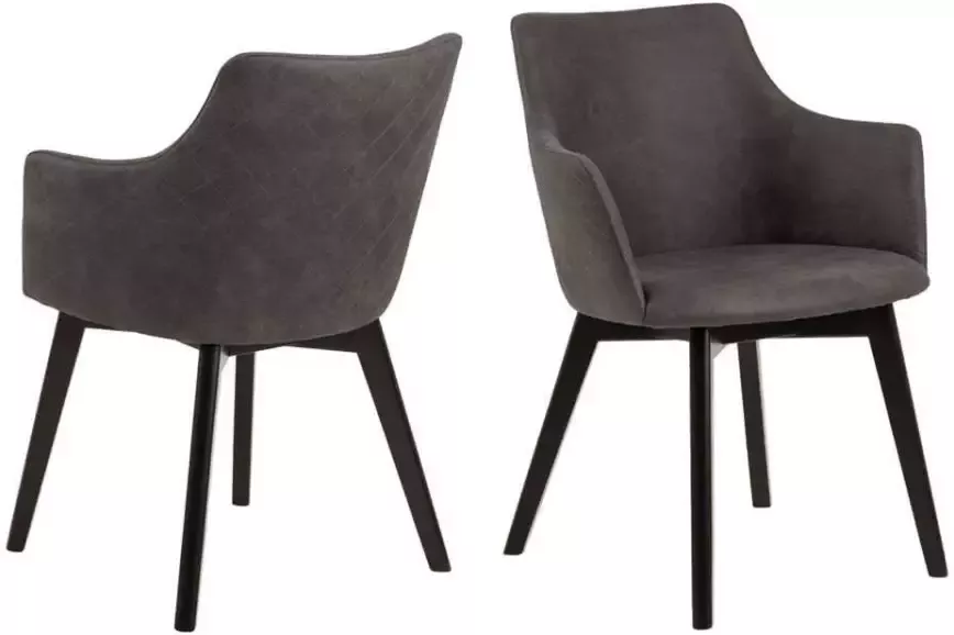 Giga Living Eetkamerstoel Mollen Met Armleuning Antraciet Preston Set van 2 - Foto 2