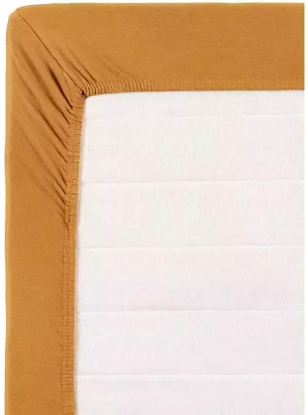 Leen Bakker Hoeslaken topdekmatras Jersey caramel 160x200 cm