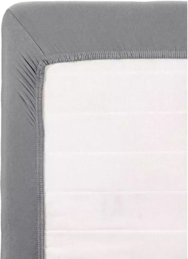 Leen Bakker Hoeslaken topdekmatras Jersey grijs 160x200 cm - Foto 1