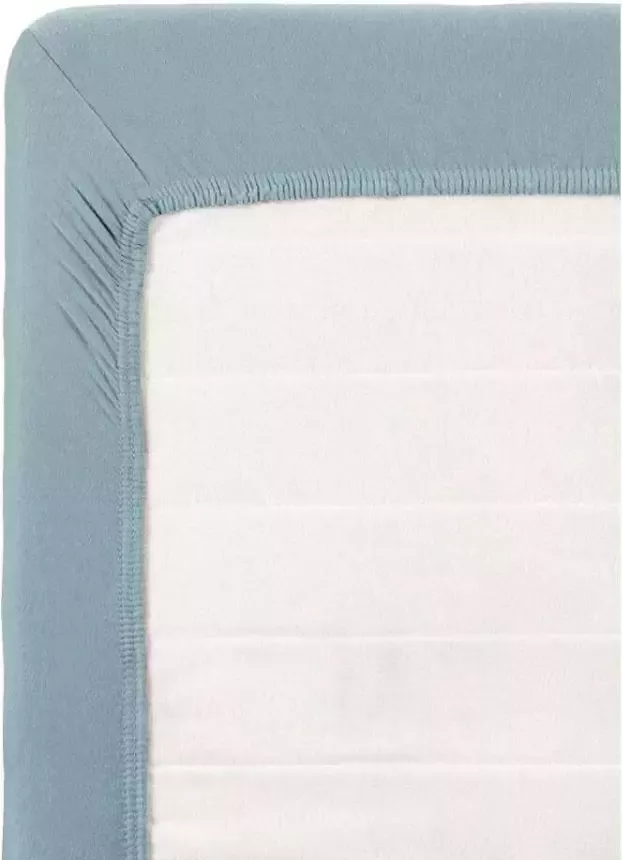 Leen Bakker Hoeslaken topdekmatras Jersey steenblauw 160x200 cm