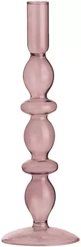Leen Bakker Kandelaar Ginger roze glas 27xø9 cm - Foto 1
