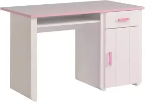 Leen Bakker Kinderbureau Kiki wit roze 121x77x65 cm