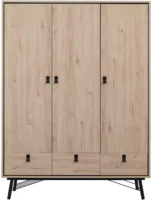 Leen Bakker Kledingkast Kansas 3-deurs eikenkleur 200x150x60 cm