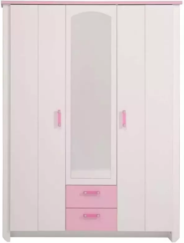 Leen Bakker Kledingkast kast Kiki wit roze 181x136x56 cm