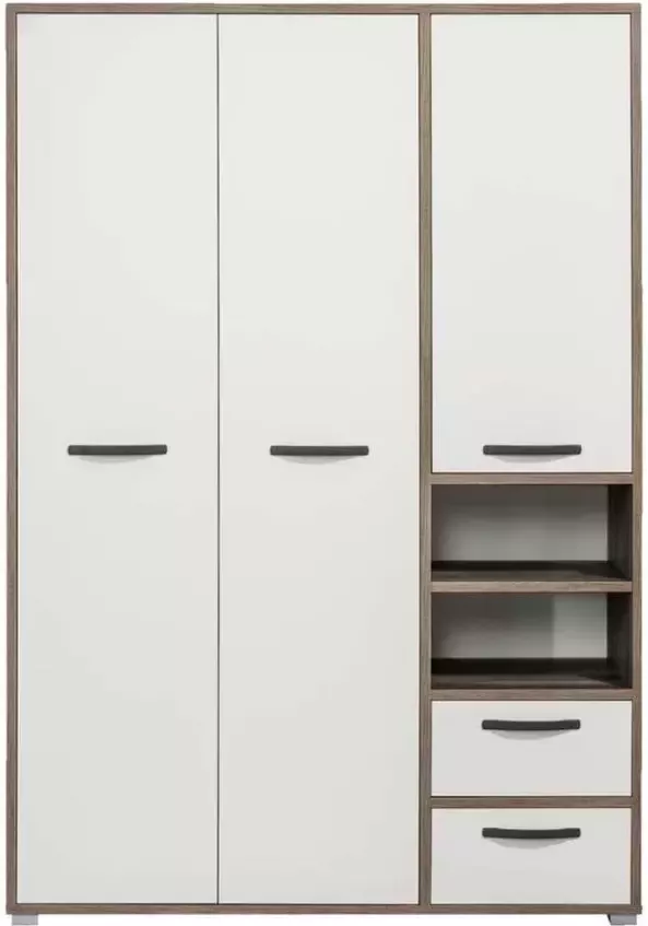 Leen Bakker Kledingkast Mono 3-deurs wit steigerhoutlook 201x138x57 cm