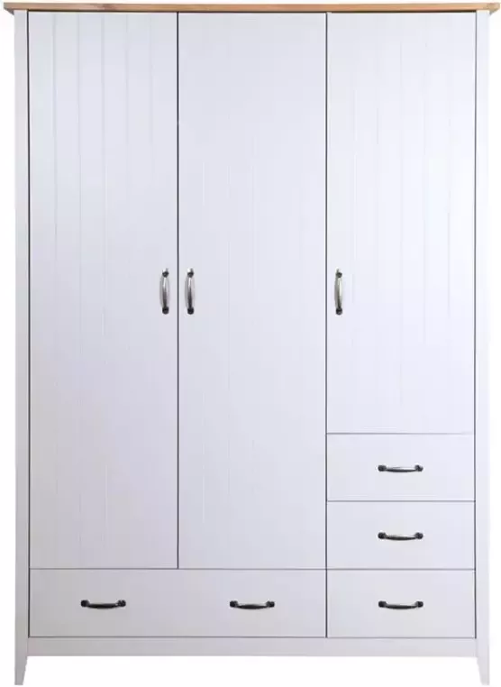 Leen Bakker Kledingkast Norfolk 3-deurs grijs 192x142x56 cm