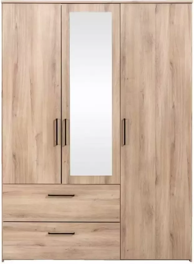 Leen Bakker Kledingkast Orleans 3 deurs eikenkleur 201x145x58 cm