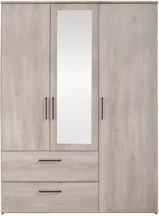Leen Bakker Kledingkast Orleans 3 deurs vergrijsd eikenkleur 201x145x58 cm